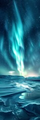 Enchanting Aurora Lights Over Snowy Landscape Generative AI