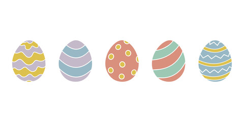 set of painted easter eggs ,isolated vector illustration on white background
