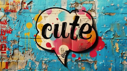 speech bubble with "cute" text on it