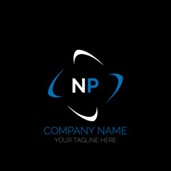 NP letter logo creative design. NP unique design. NP creative initials letter logo concept. NP letter logo design on black background.