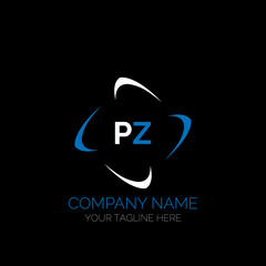 PZ letter logo creative design. PZ unique design. PZ creative initials letter logo concept. PZ letter logo design on black background.
