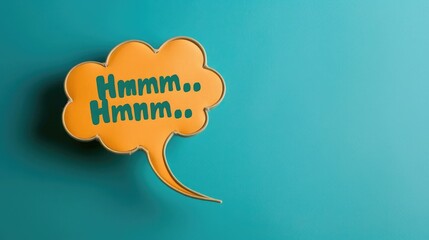 speech bubble with "Hmmm..." text on it with solid colored background