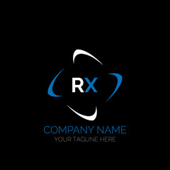 RX letter logo creative design. RX unique design. RX creative initials letter logo concept. RX letter logo design on black background.