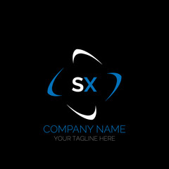 SX letter logo creative design. SX unique design. SX creative initials letter logo concept. SX letter logo design on black background.