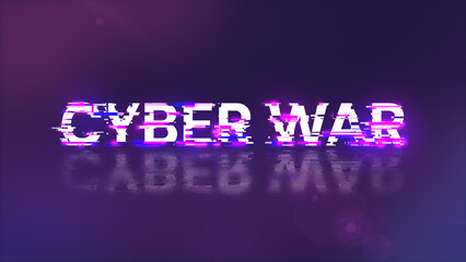 Obraz premium 3D rendering cyber war text with screen effects of technological glitches