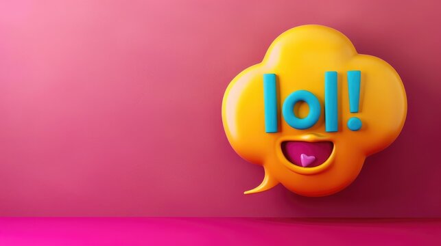 speech bubble with "lol!" text on it with solid colored background - Powered by Adobe