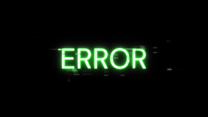 3D rendering error text with screen effects of technological glitches