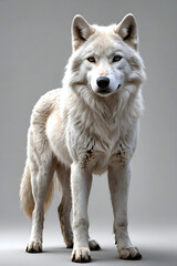 Generative AI full height white wolf portrait