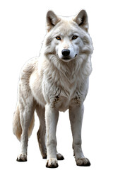 Generative AI full height white wolf portrait, no background png