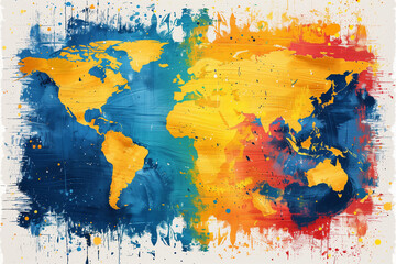 abstract watercolor background with world global base