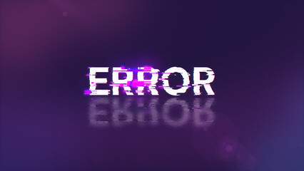 3D rendering error text with screen effects of technological glitches