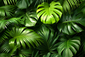  leaves background - perfect green palm leaf - obrazy, fototapety, plakaty