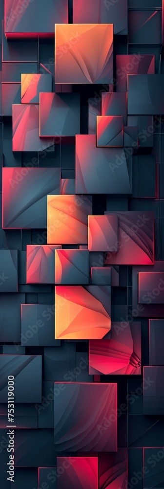Poster geometric pattern of cubes with parallel lines on a background generative ai
