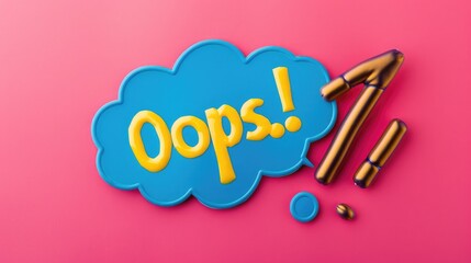 speech bubble with "Oops..!" text on it with solid colored background