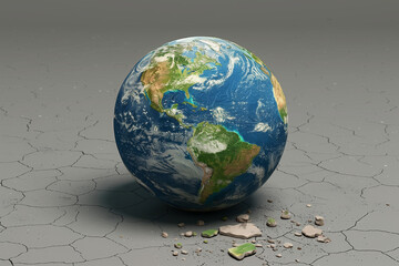 earth globe on the cracked  ground
