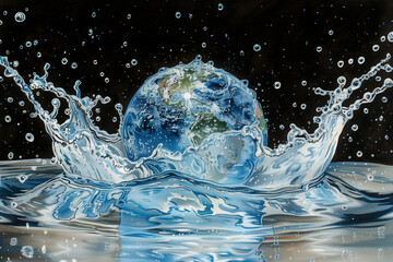 water splash in glass Globe of Water Environment