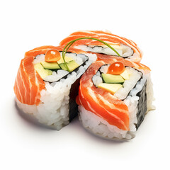 A delicious sushi on white background