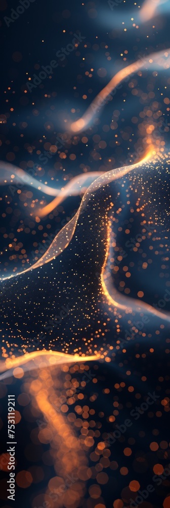 Poster high-tech data visualization with stunning indigo and orange hues generative ai