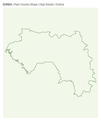 Guinea plain country map. High Details. Outline style. Shape of Guinea. Vector illustration.