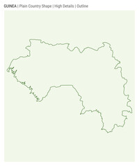 Guinea plain country map. High details. Outline style. Shape of Guinea. Vector illustration.