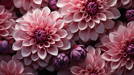Close-up of layered pink dahlias.  Floral background.