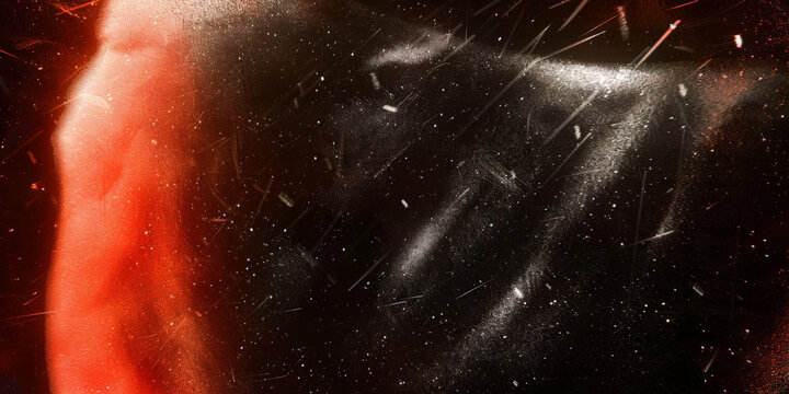 black white and red mysterious space dust texture and scratches, grainy, mottled, vintage Film Texture Overlay background 