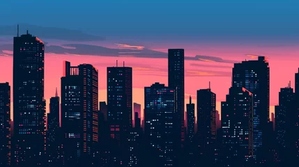 Foto op Plexiglas City Silhouette at Sunset © LabirintStudio