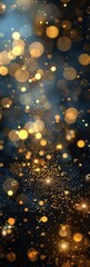 Fototapeta na wymiar Golden Sparkles and Blurred Lights on Black Background Generative AI