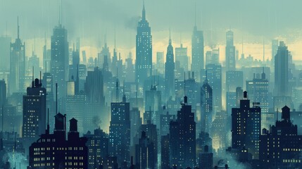 Urban Cityscape With Tall Buildings