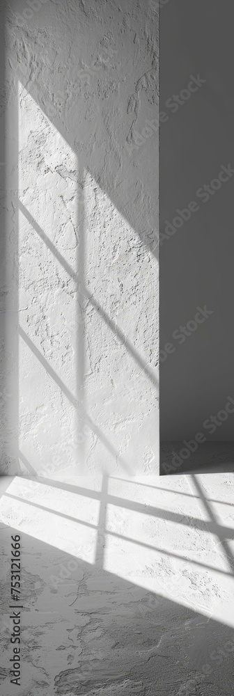 Poster light grey wall background for product presentation with sunlight and shadow generative ai