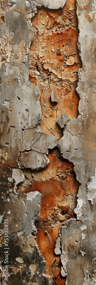 Aufkleber rustic weathered wall texture in warm hues generative ai