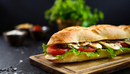 Delicious Italian panini sandwich. Tasty fast food.