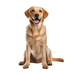Sitting Labrador Retriever dog: A happy full body photo, Isolated on Transparent Background, PNG