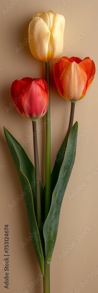 Aufkleber three tulips in a row generative ai