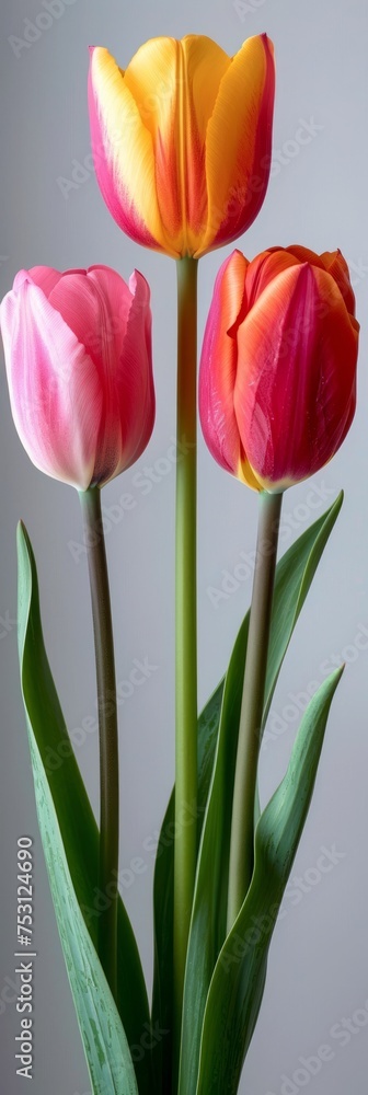 Poster three tulips in a row generative ai