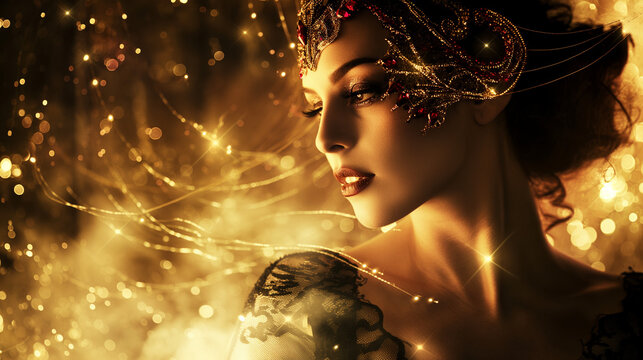 Portrait of a woman in gold light
