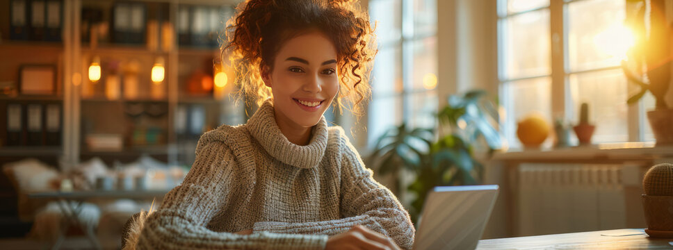 Person chatting online with smartphone in office,various icons,generative ai