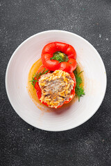 pepper stuffed meat rice filling fresh food tasty eating cooking meal food snack on the table copy space food background