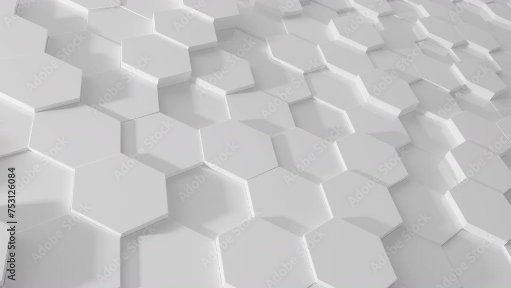 Poster 3d abstract white animation background. abstract hexagon mosaic looping animation wall.