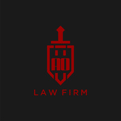 AO initial monogram for law firm with sword and shield logo image