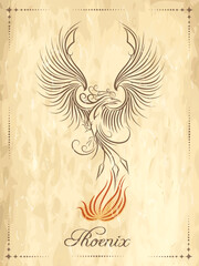 Phoenix Bird Ancient Symbol of Rebirth Emblem