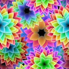 Rainbow Flowers Seamless Pattern
