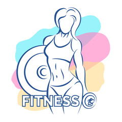 Colored Fitness Emblem with Athletic Woman