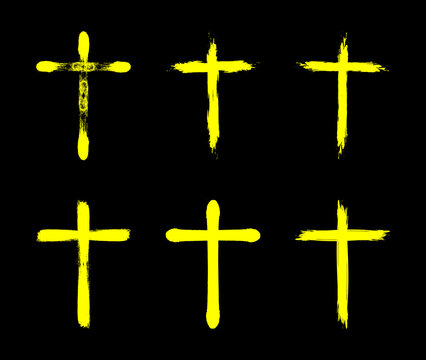 Hand drawn cross symbol Japanese brush vector illustration.
