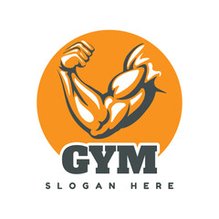 Gym Logo with Athletic Muscular Hand