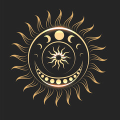 Sun and Moon Ancient Esoteric Illustration