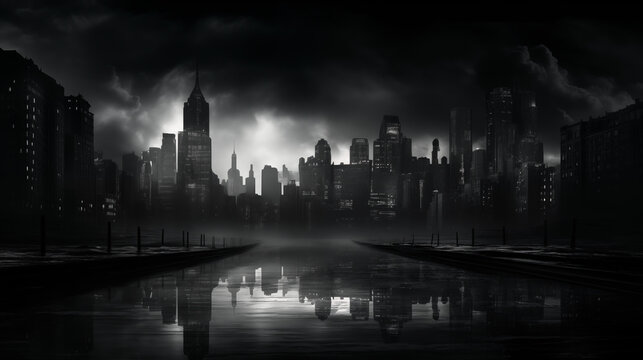 Gloomy Landscape of Sin City. Generative Ai