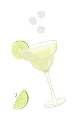 Cocktail vector illustration. Margarita drawing.