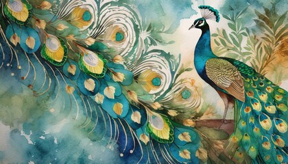 Fototapeta premium background with peacock