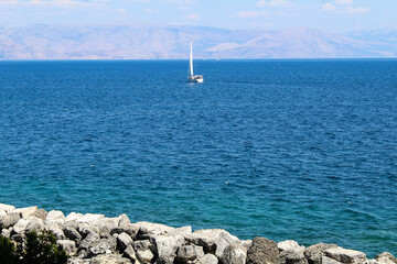 Beautiful view of the sea on a sunny day. Corfu. Greece.